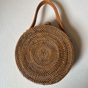 Classic rattan top handle bag, Boho style